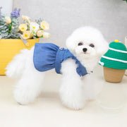 denim dog dress with tutu skirt, view 6 - MRSLM