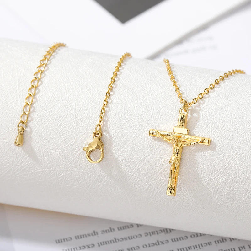 gothic cross pendant necklace, view 7 - MRSLM