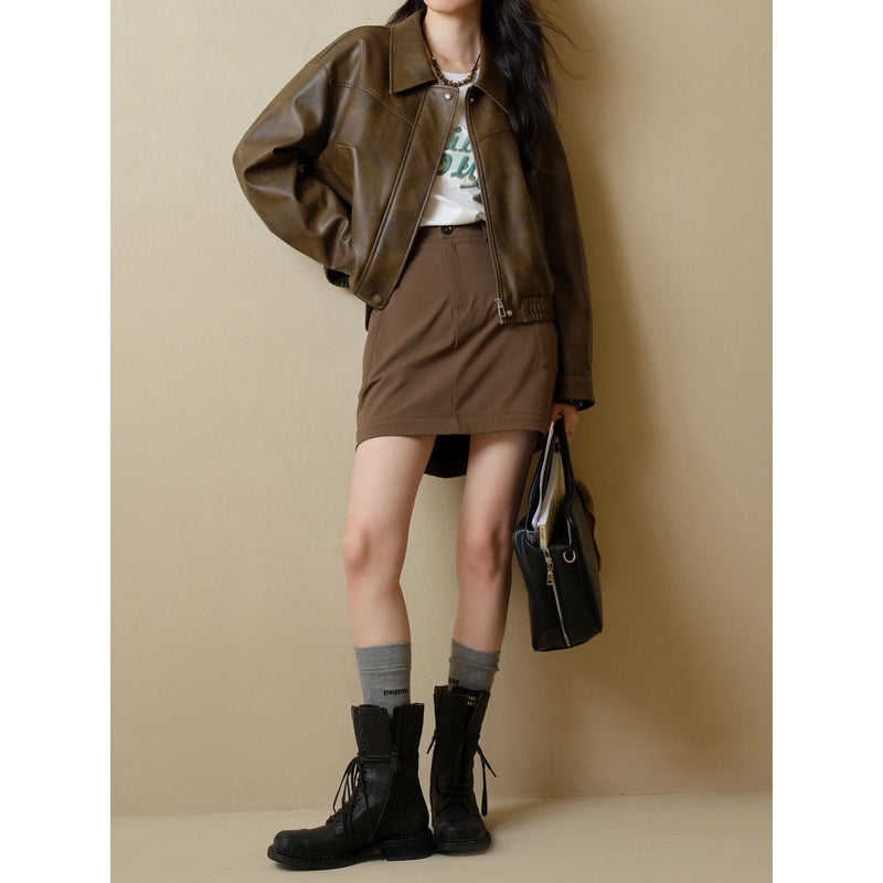 retro faux leather jacket for women, view 7 - MRSLM