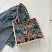 linen button vintage floral handbag, view 5 - MRSLM