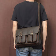 Retro men's cowhide messenger bag, view 2 - MRSLM