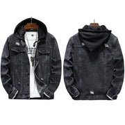 men's hooded denim jacket with holes, view 4 - MRSLM