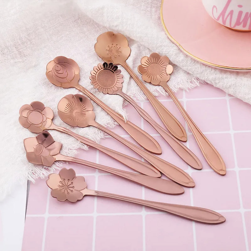 flower stainless steel spoon set, view 3 - MRSLM