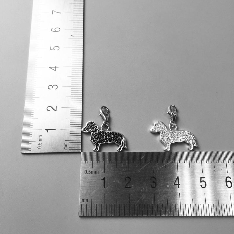 Silver dachshund dog pendant, view 3 - MRSLM