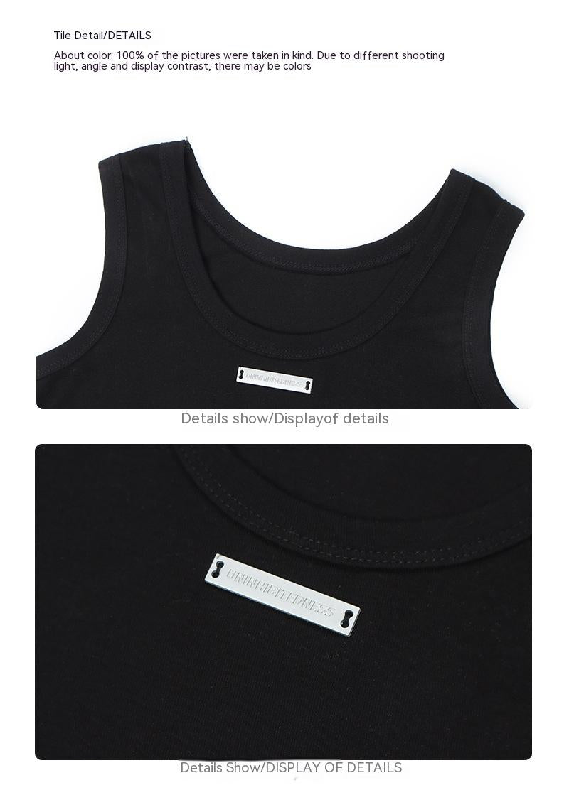 women's cotton short strap vest, view 10 - MRSLM