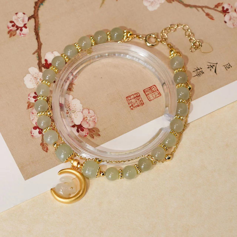 women's hetian jade rabbit bracelet, view 5 - MRSLM