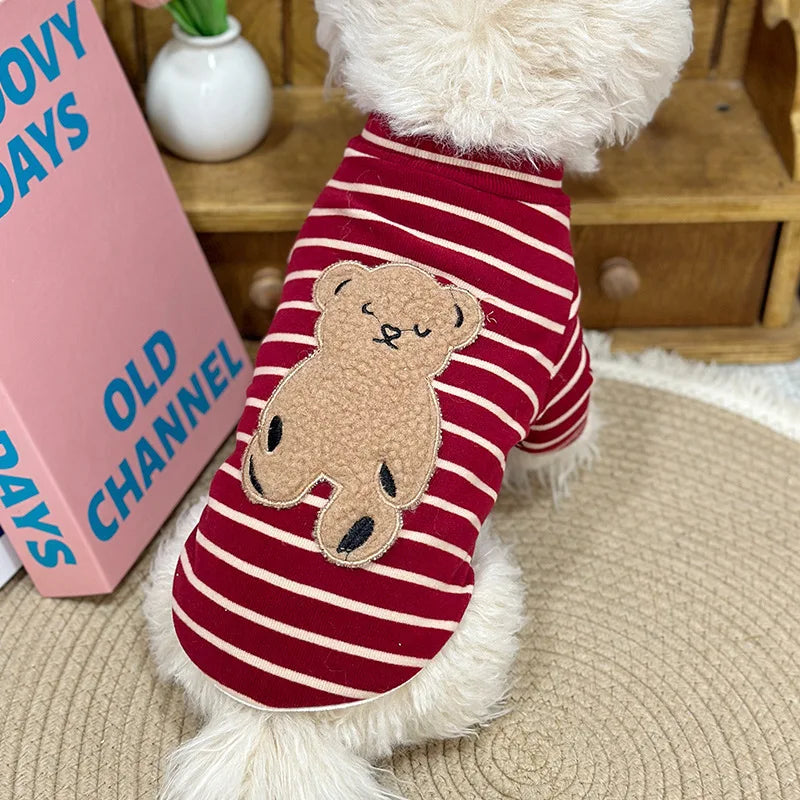 striped teddy bear pet hoodie, view 6 - MRSLM