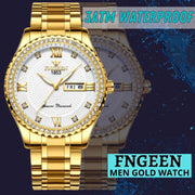 men's gold stainless steel quartz watch, view 5 - MRSLM