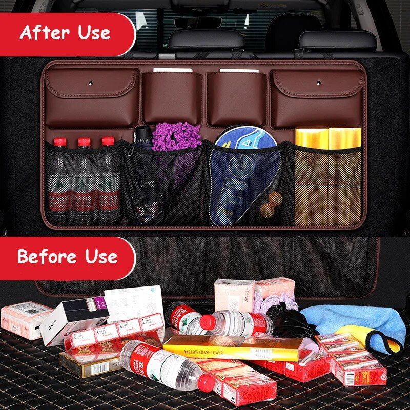 pu leather car trunk organizer, view 7 - MRSLM