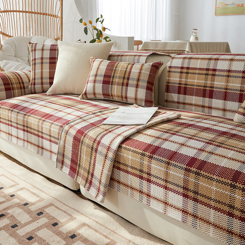 Four Seasons Cotton Plaid Sofa Cover