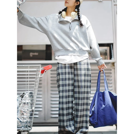 women's retro half zipper casual sweater, view 2 - MRSLM