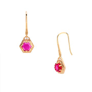 geometric red corundum ear hook earrings, view 3 - MRSLM