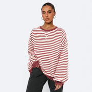 women's patchwork striped loose sweatshirt, view 10 - MRSLM
