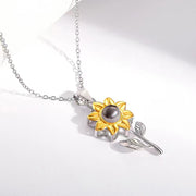 women's silver sunflower necklace, view 5 - MRSLM