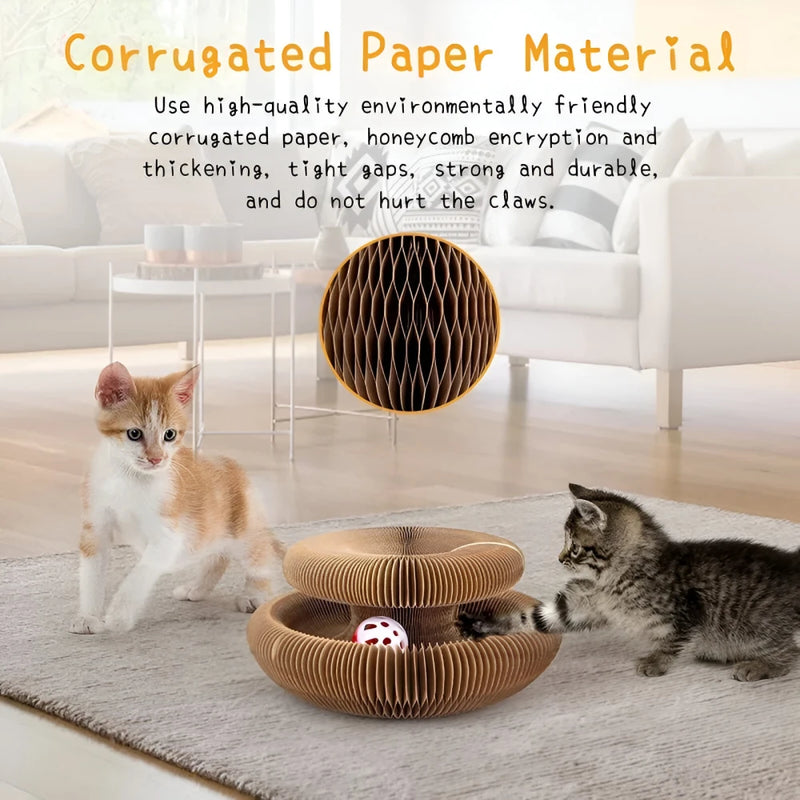 corrugated paper cat scratching ball, view 3 - MRSLM