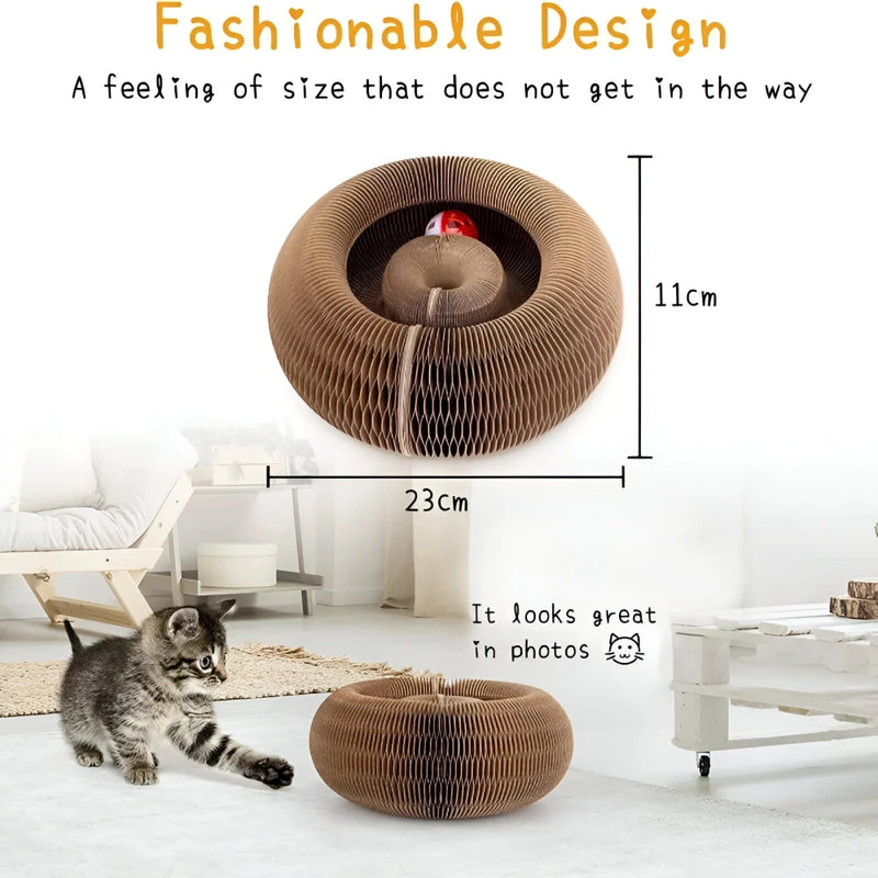 corrugated paper cat scratching ball, view 4 - MRSLM