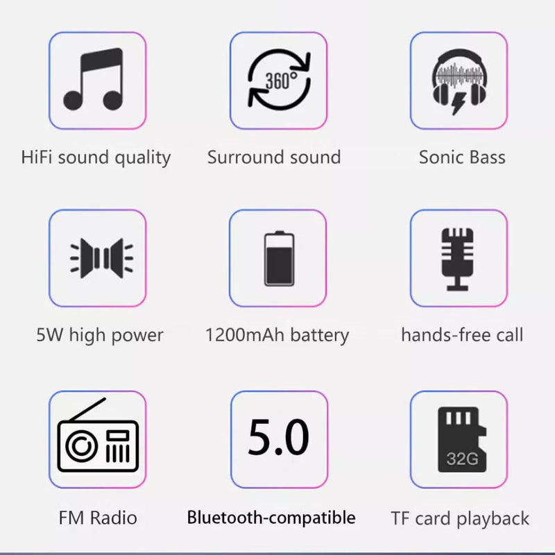 Portable Super Bass Bluetooth Speakers with FM Radio and Aux