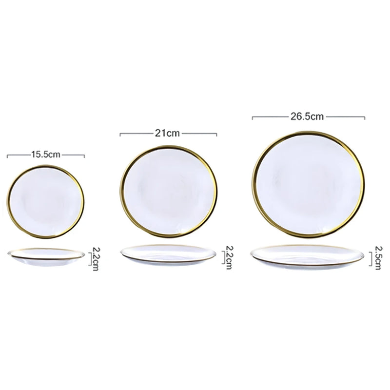 nordic glass dinner plates set, view 3 - MRSLM