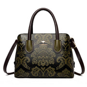 ethnic flower cowhide shoulder bag, view 2 - MRSLM