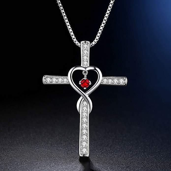 gold-plated zircon pendant necklace, view 9 - MRSLM