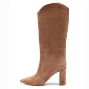 Pointed toe thick heel knee-length boots, view 4 - MRSLM