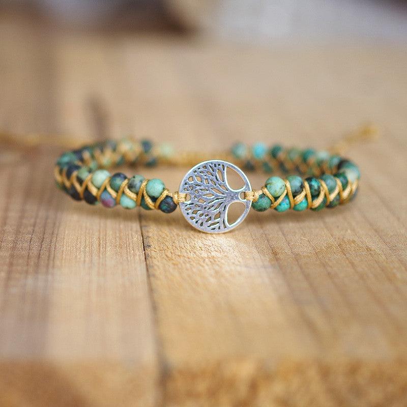Natural stone bead woven friendship bracelet, view 16 - MRSLM
