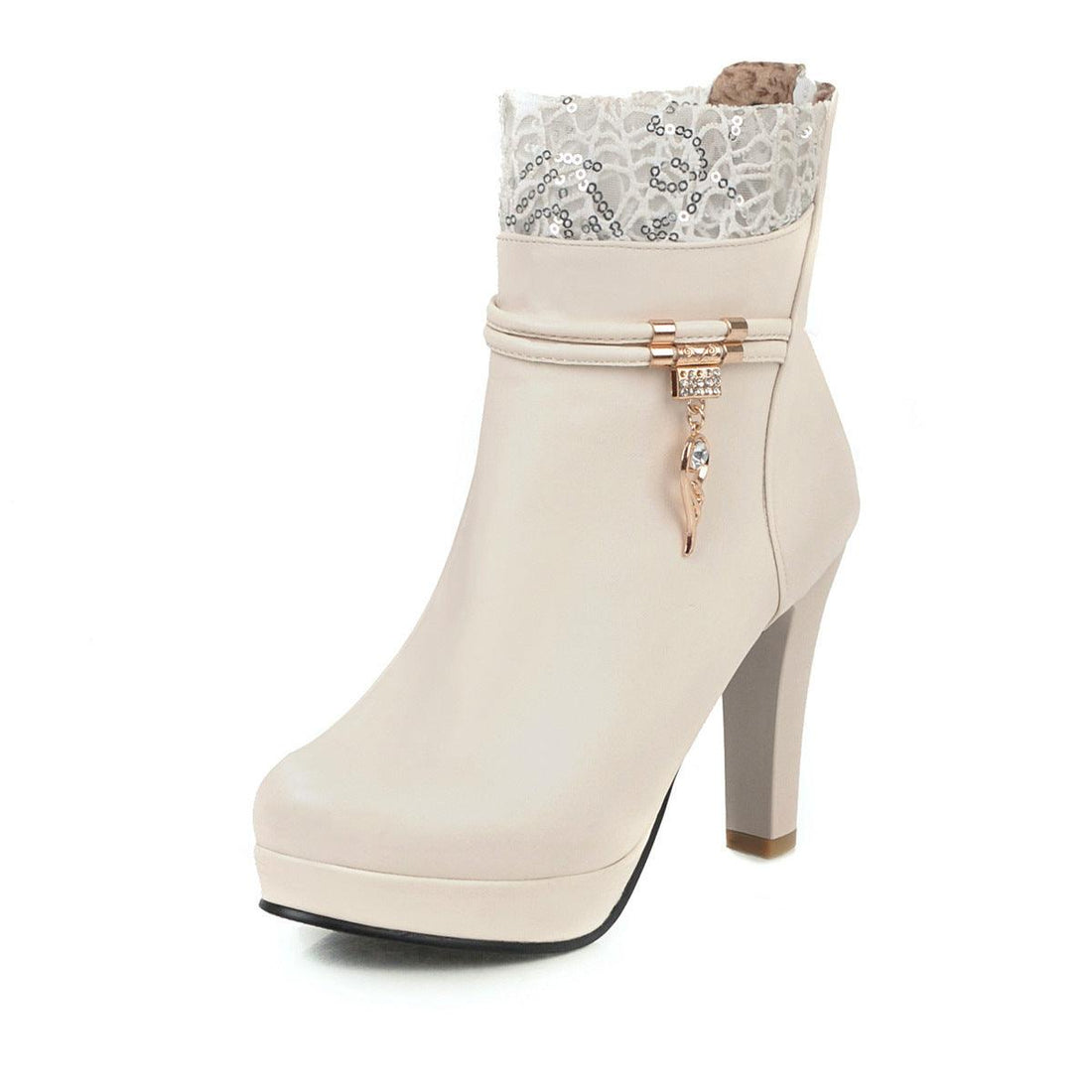 Fashion Faux Leather Solid Color Thick Heel Women's Boots