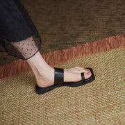 Women's flat cowhide slip-on sandals - MRSLM