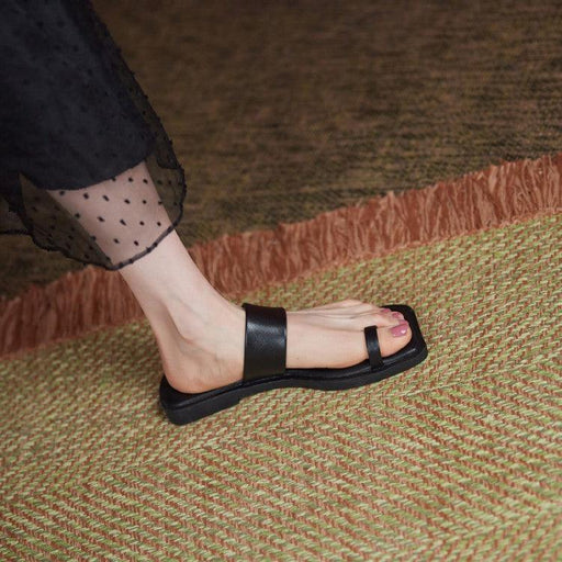 Women's flat cowhide slip-on sandals - MRSLM