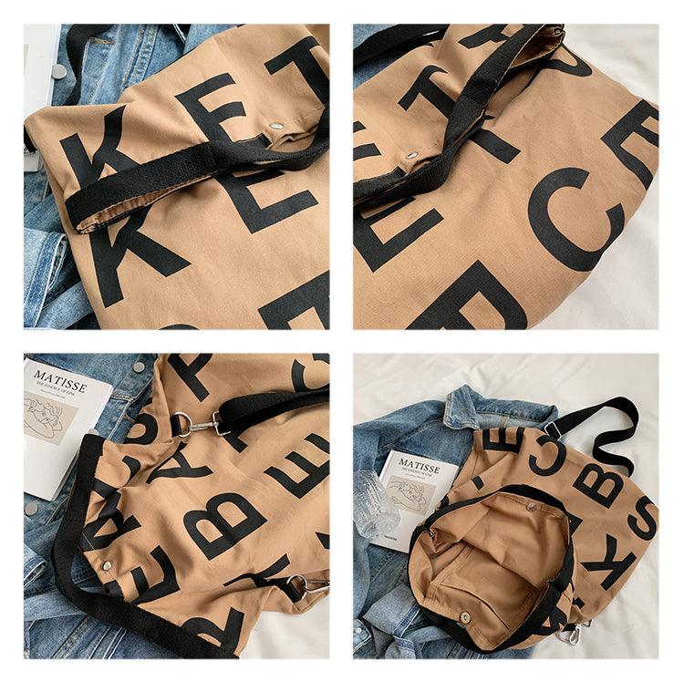 Large canvas letter tote bag, view 5 - MRSLM