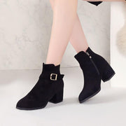 Round toe short boots with belt buckle - MRSLM