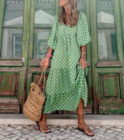 Loose V-neck floral maxi dress, view 2 - MRSLM