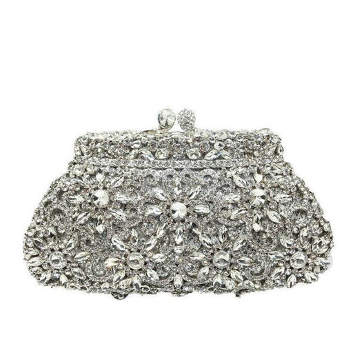 shell metal diamond evening bag, view 6 - MRSLM