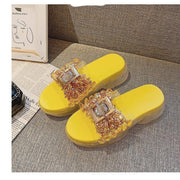 Women's platform flat rhinestone sandals, view 2 - MRSLM