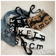 Large canvas letter tote bag, view 3 - MRSLM