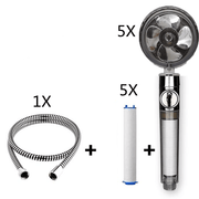 Propeller Driven Shower Head With Stop Button And Cotton Filter Turbocharged High Pressure Handheld Shower Nozzle - MRSLM
