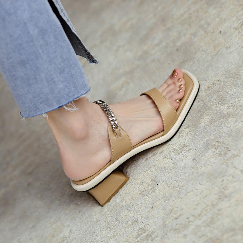 women's mid-heel thick heel sandals, view 3 - MRSLM