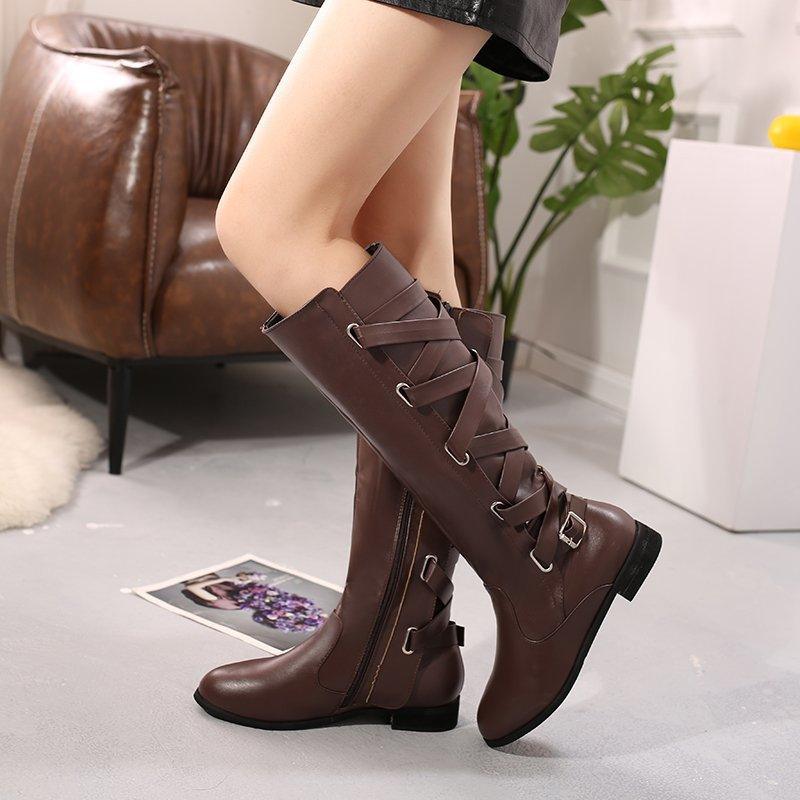 back strapped rider high boots, view 5 - MRSLM