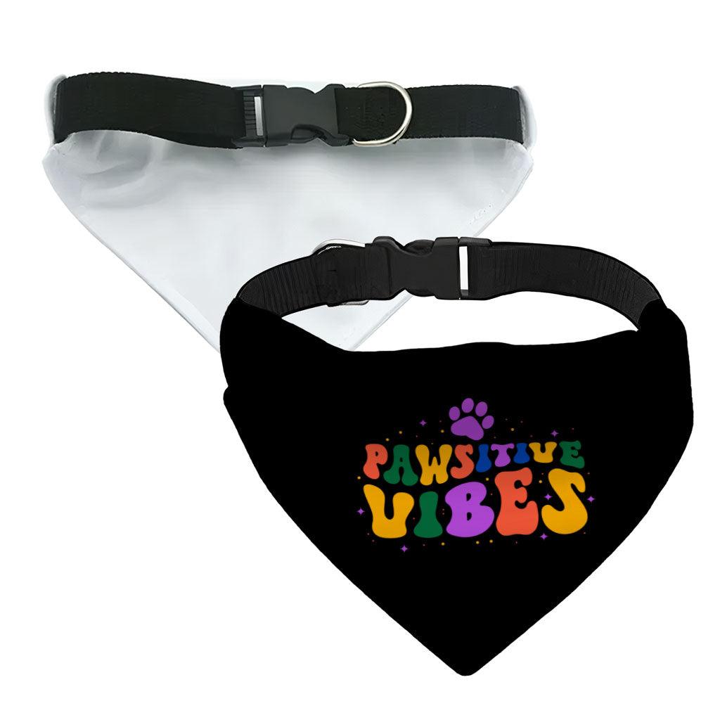 Pawsitive Vibes Pet Bandana Collar - Colorful Text Scarf Collar - Cool Dog Bandana - MRSLM