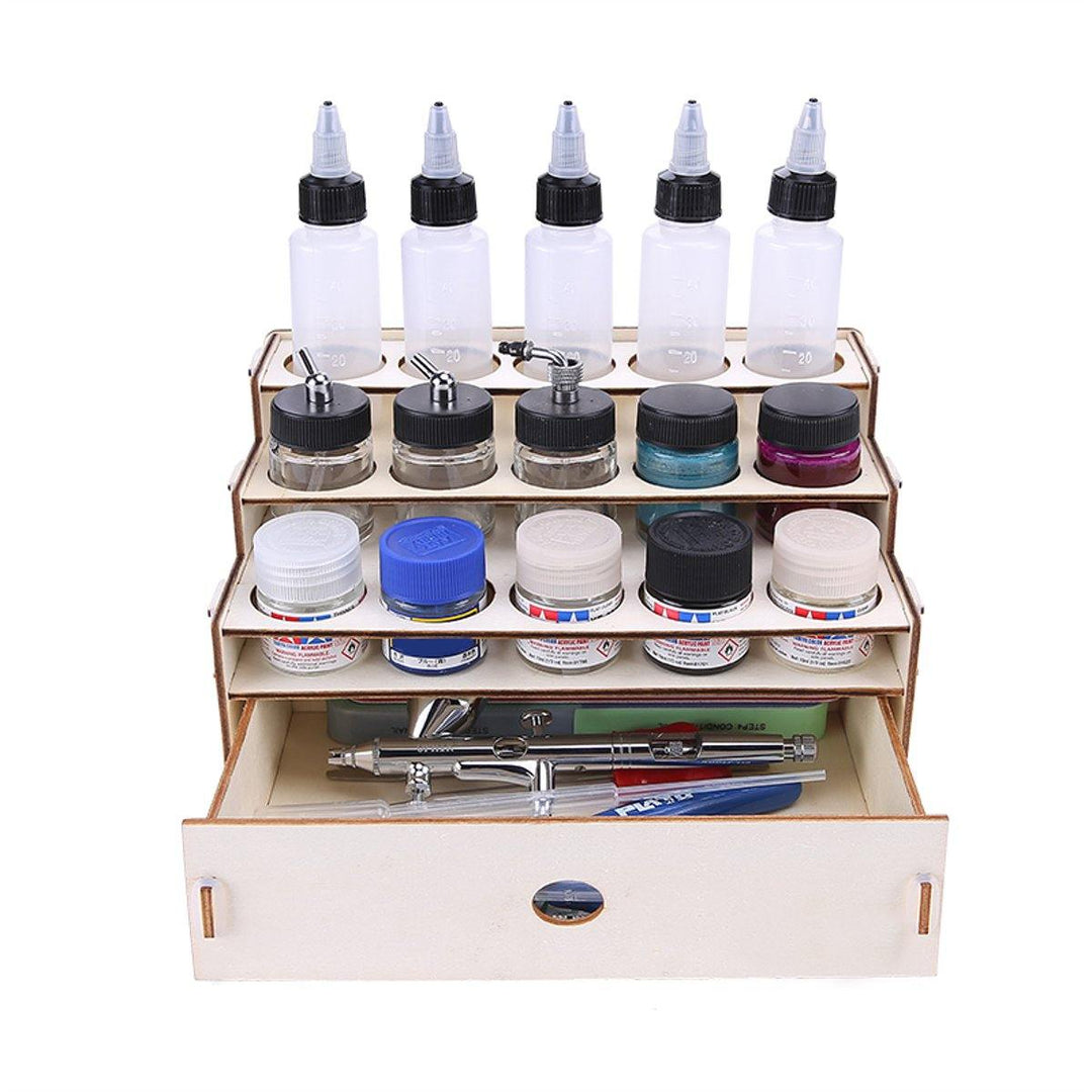 Wooden Pigment Bottle Storage Organizer 15/80 Holes Color Paint Ink Brush Stand Rack Modular Holder - MRSLM