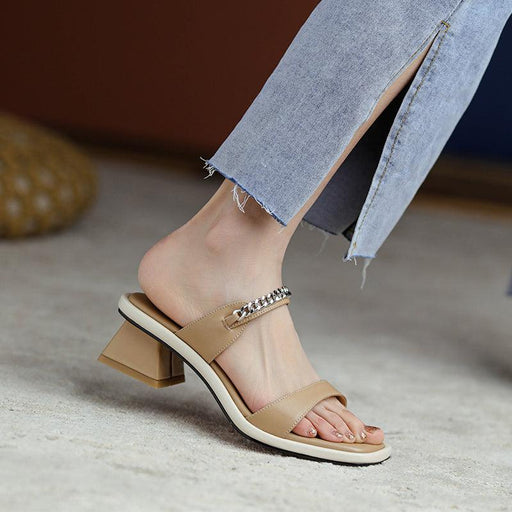 women's mid-heel thick heel sandals - MRSLM