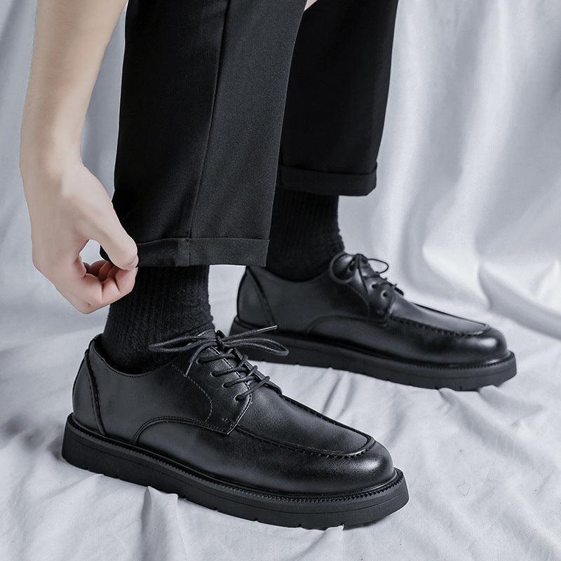Men's black thick-soled business shoes, view 7 - MRSLM
