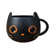 black ceramic cat mug, view 3 - MRSLM