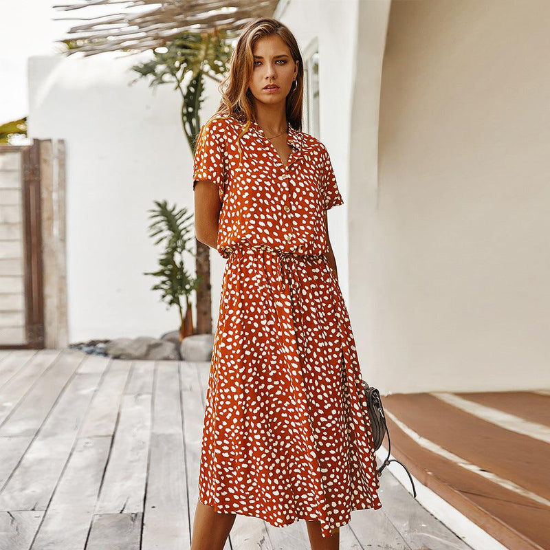 women's polka dot cotton dress, view 2 - MRSLM