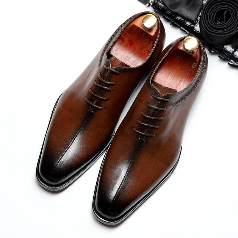 Men's pointed toe leather shoes, view 6 - MRSLM