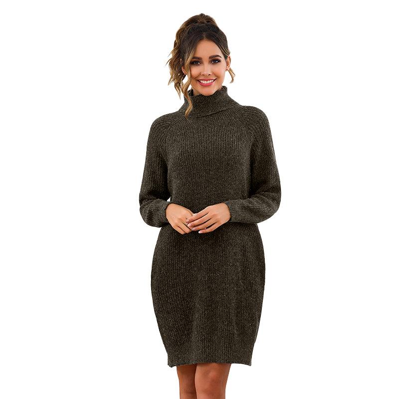 Three-color loose long sweater dress lazy sweater - MRSLM