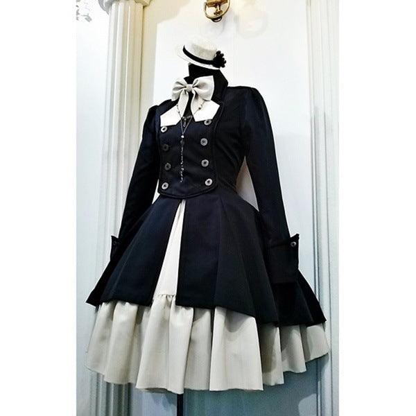 Retro bow long sleeve ruffled dress, view 5 - MRSLM
