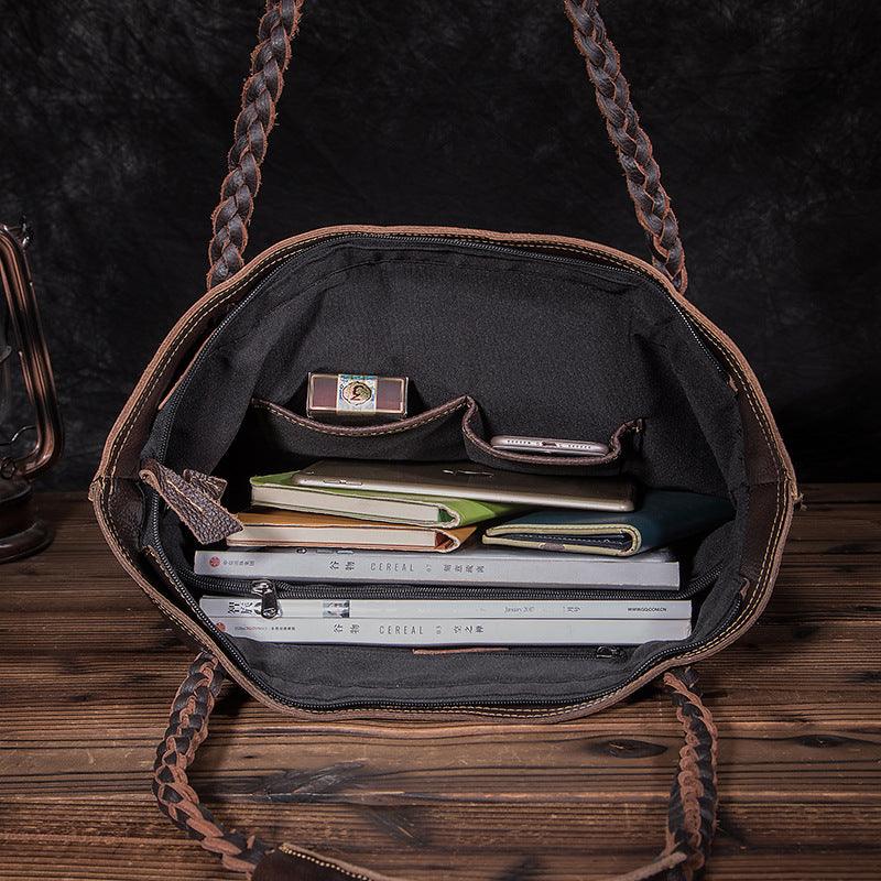 retro lychee leather shoulder bag, view 6 - MRSLM