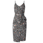 Women's printed split suspender chiffon dress, view 3 - MRSLM