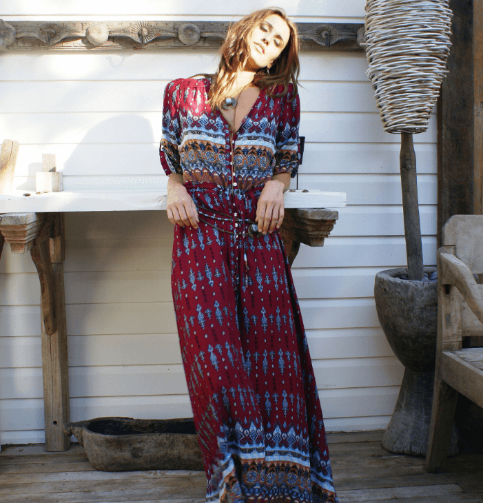 women beach boho maxi dress, view 4 - MRSLM